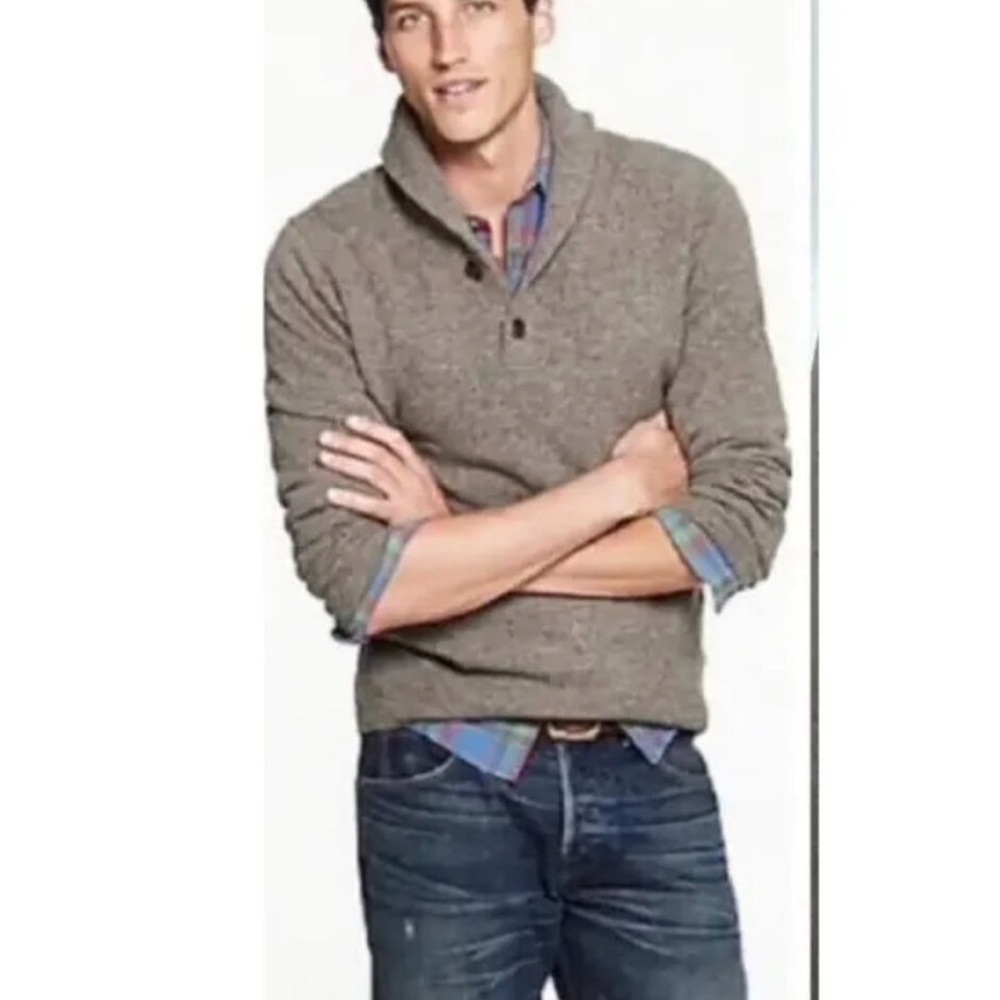 J. Crew Men's Oatmeal Shawl Collar Button Up Sweater XL New w/ Tags
